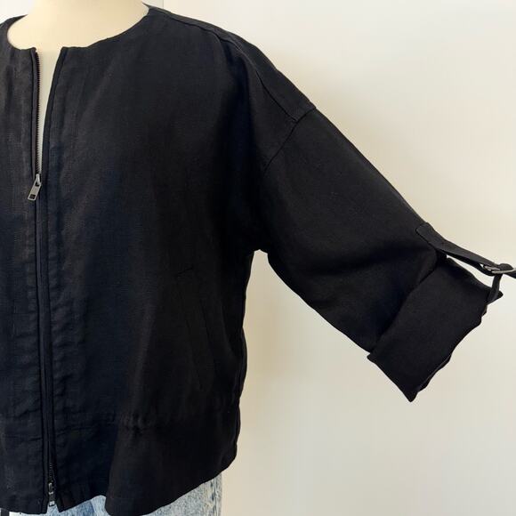 Eileen Fisher Organic Linen Zip Front Blazer Jacket XS Oversized - Picture 4 of 12